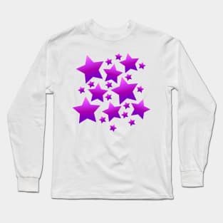 Purple Stars Pattern Digital Art | Melanie Jensen Illustrations Long Sleeve T-Shirt